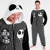 Disney The Nightmare Before Christmas Mens Fleece Onesie with Hood, Cosy Loungewear - Gifts for Him