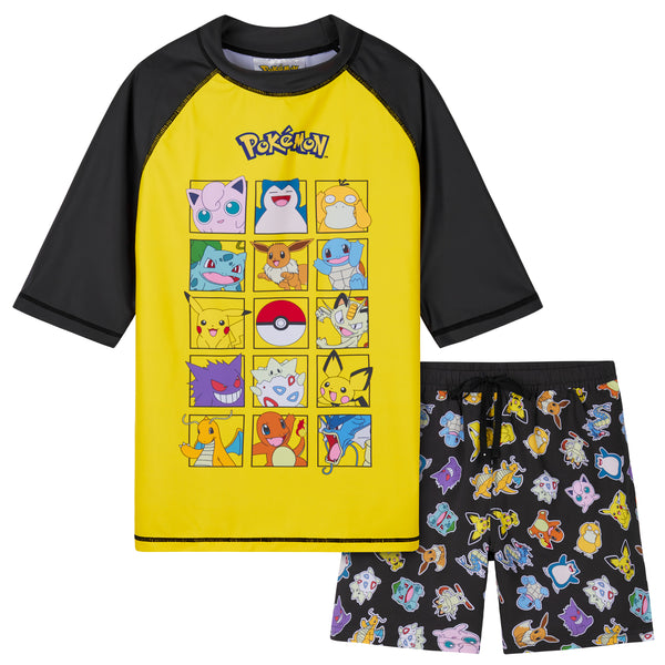 Pokemon Boys 2 Piece Swimwear Set, Swimming Top and Boys Swim Trunks - Get Trend