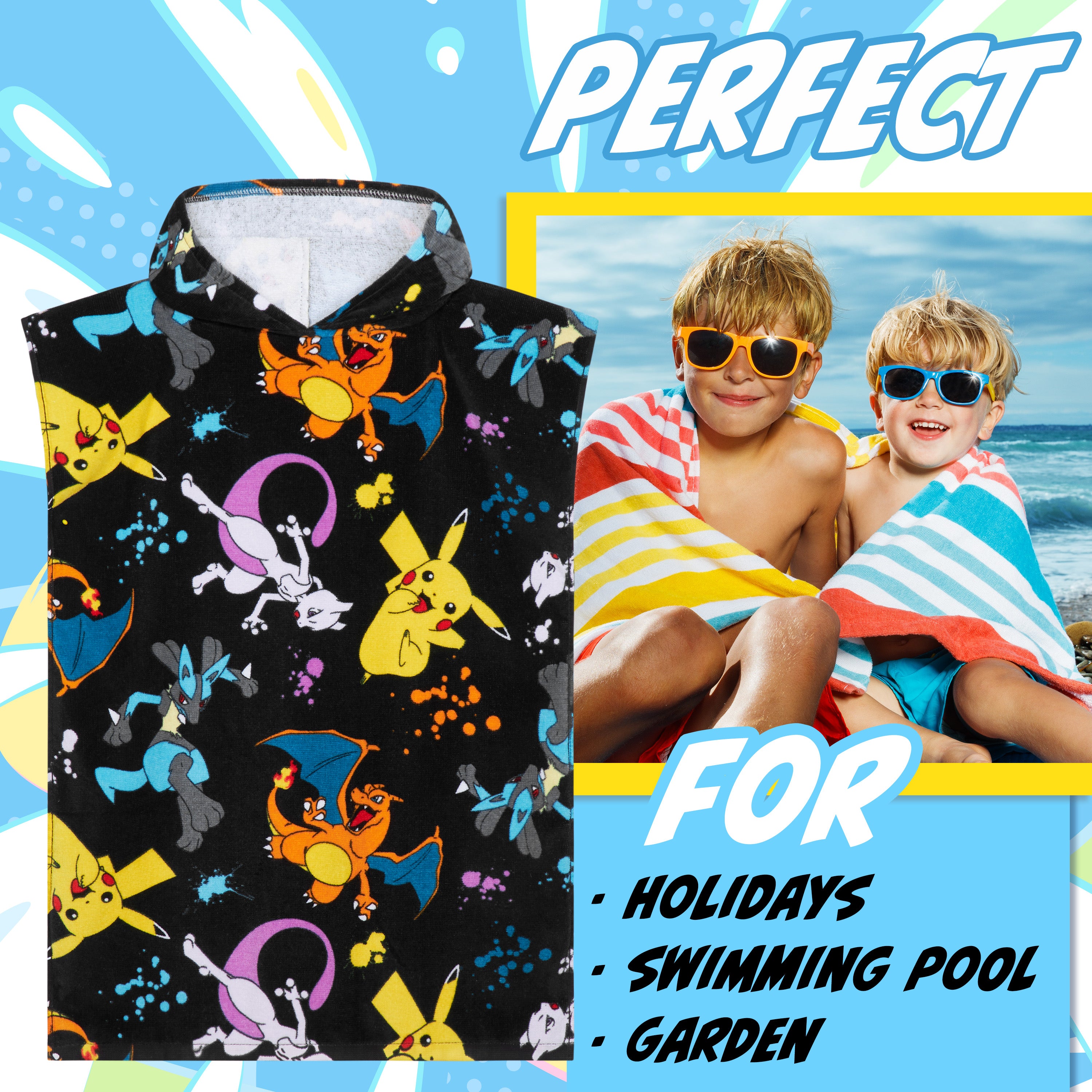 pokemon swimming goggles Pokemon Bath Towel with Hood for Kids Teenagers Absorbent Anime Changi – Get Trend