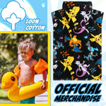 Pokemon Bath Towel with Hood for Kids Teenagers Absorbent Anime Changing Robe Cotton Poncho Towel for Swimming Bath Shower Beach Towel Holiday Essentials (Black/Multi, 10-13 Years) - Get Trend