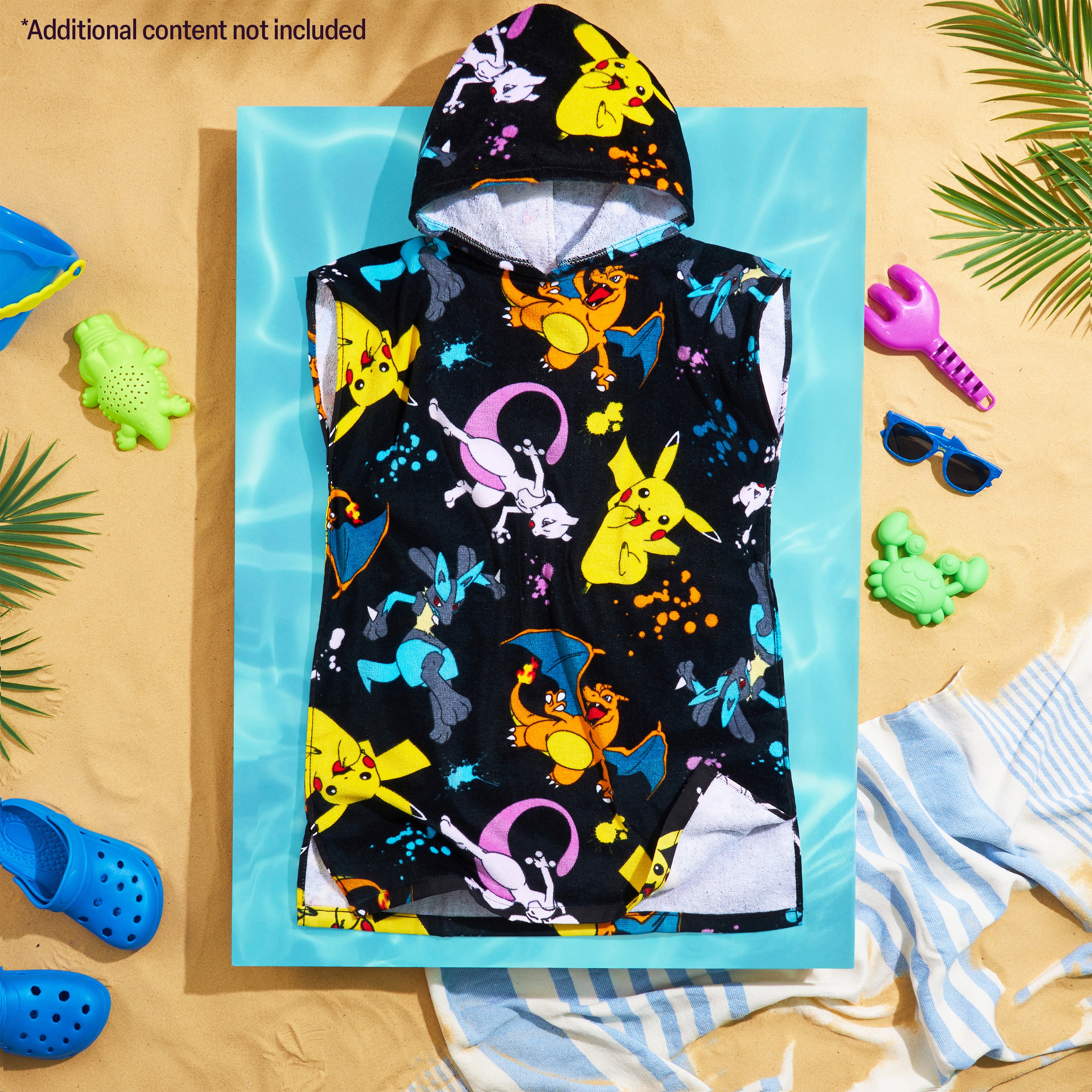 Pokemon Bath Towel with Hood for Kids Teenagers Absorbent Anime Changing Robe Cotton Poncho Towel for Swimming Bath Shower Beach Towel Holiday Essentials (Black/Multi, 10-13 Years) - Get Trend