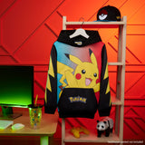 Pokemon Boys Hoodie with Cuffed Sleeves, Kangaroo Pocket - Black/Multi Pikachu - Get Trend