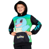 Pokemon Boys Hoodie with Cuffed Sleeves, Kangaroo Pocket - Black/Green Squirtle - Get Trend