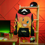 Pokemon Boys Hoodie with Cuffed Sleeves, Kangaroo Pocket - Black/Red Charmander - Get Trend