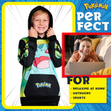 Pokemon Boys Hoodie with Cuffed Sleeves, Kangaroo Pocket - Black/Yellow Bulbasaur - Get Trend