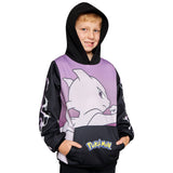 Pokemon Boys Hoodie with Cuffed Sleeves, Kangaroo Pocket - Black/Pink Mewtwo - Get Trend