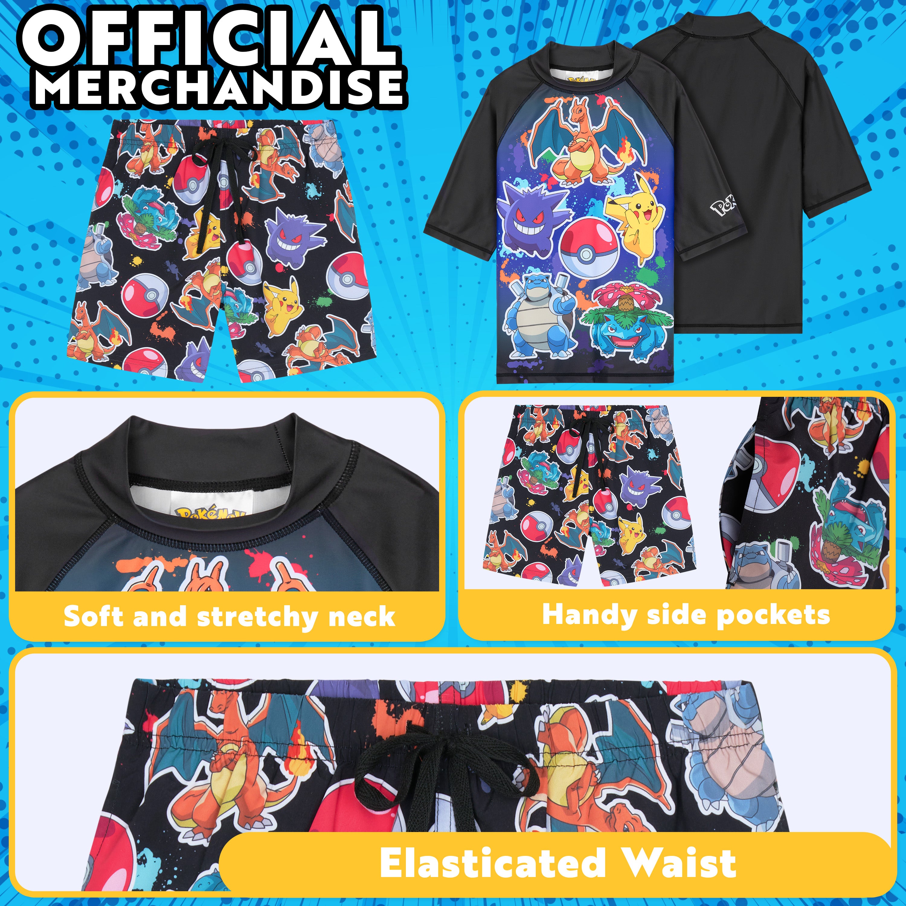 Get Trend Pokemon Swimsuit Set for Boys Teenagers 2 Pcs - Get Trend