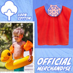 Get Trend Marvel Spidey Bath Towel with Hood for Kids Absorbent Changing Robe Poncho Towel Swimming Bath Shower Beach Holiday Essentials (Blue/Red Spidey, 4-9 years) - Get Trend