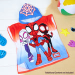 Get Trend Marvel Spidey Bath Towel with Hood for Kids Absorbent Changing Robe Poncho Towel Swimming Bath Shower Beach Holiday Essentials (Blue/Red Spidey, 4-9 years) - Get Trend