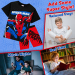 Marvel Spiderman Pyjamas for Boys Short Sleeve PJs Set Soft Breathable Nightwear - Get Trend
