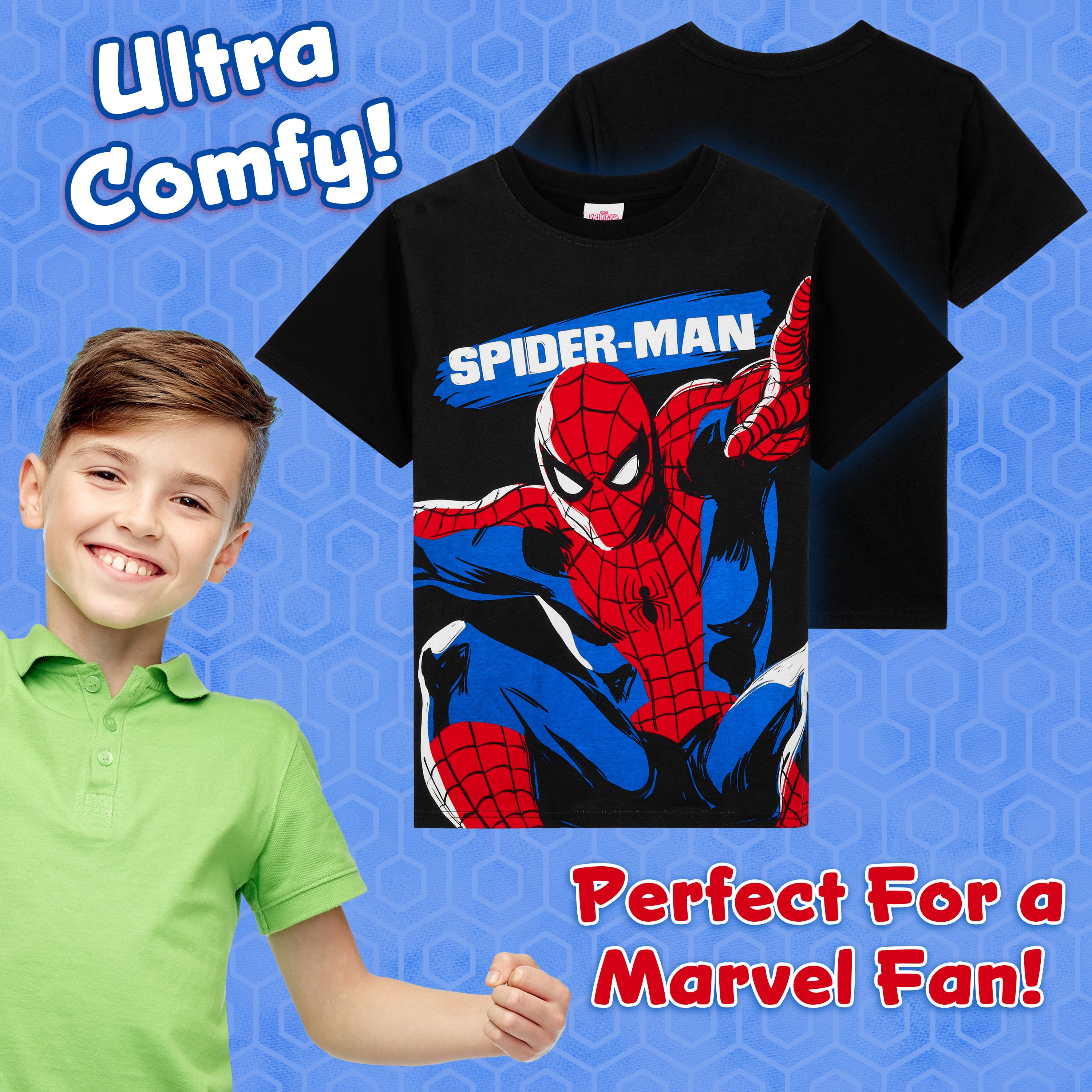 Marvel Spiderman Pyjamas for Boys Short Sleeve PJs Set Soft Breathable Nightwear - Get Trend