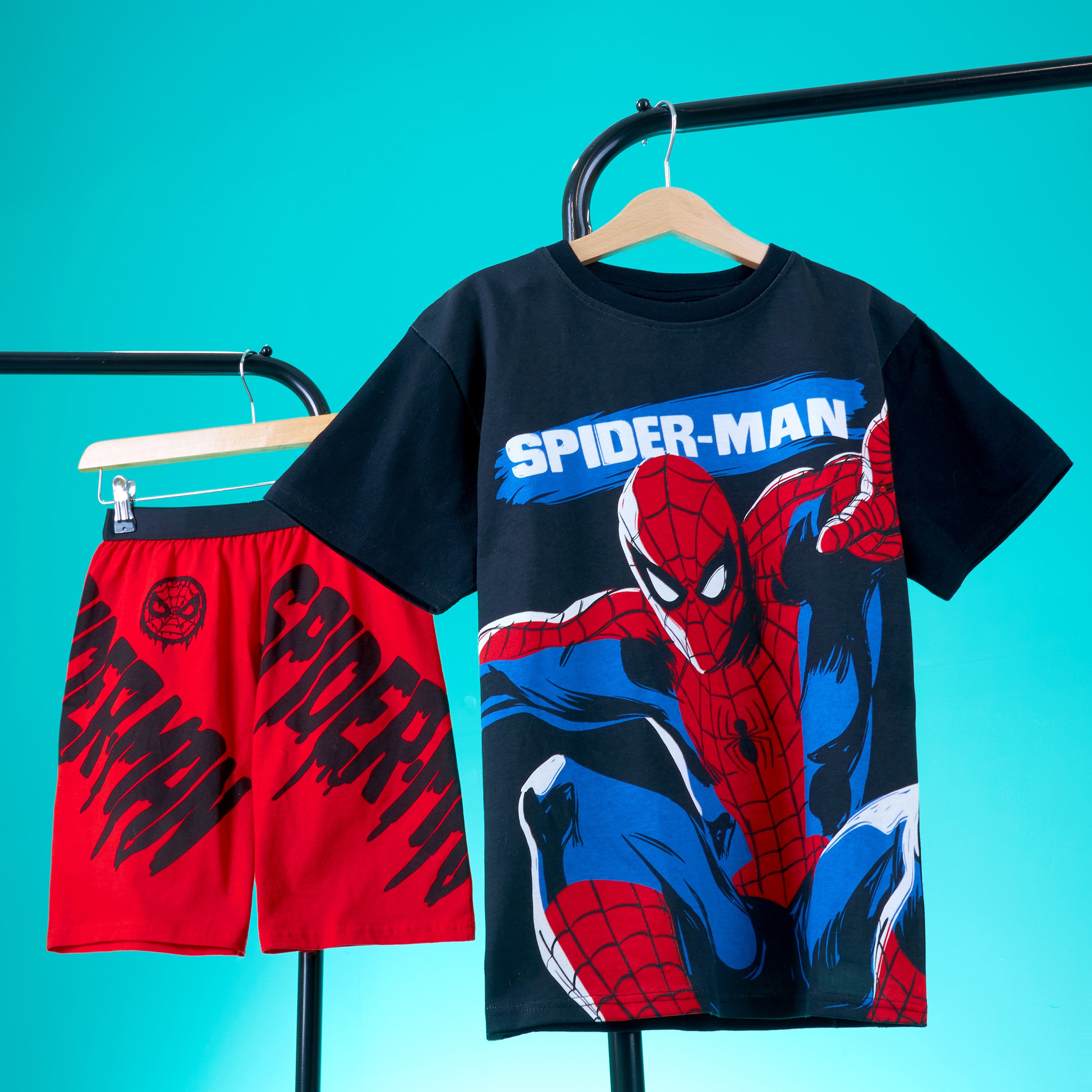 Marvel Spiderman Pyjamas for Boys Short Sleeve PJs Set Soft Breathable Nightwear - Get Trend