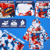 Marvel Spiderman Bath Towel with Hood for Kids Teenagers Absorbent Changing Robe - Get Trend