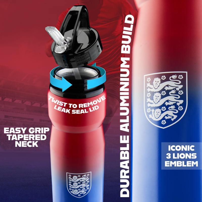 England FA Water Bottle with Straw - Metal Water Bottle for Football Fans - Get Trend