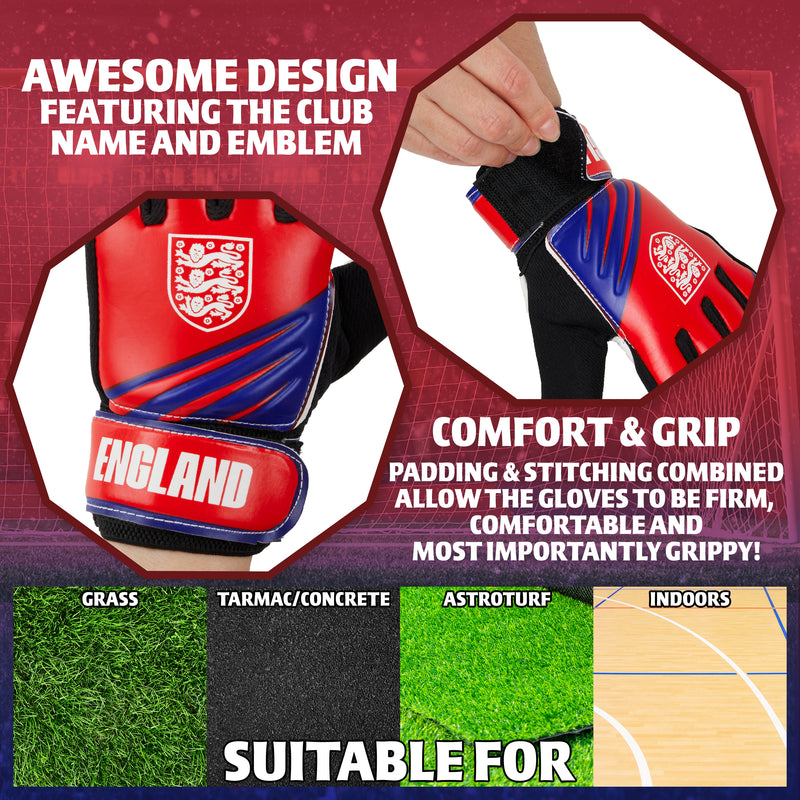 England FA Goalkeeper Gloves for Kids and Teenagers - Size 5 - Get Trend