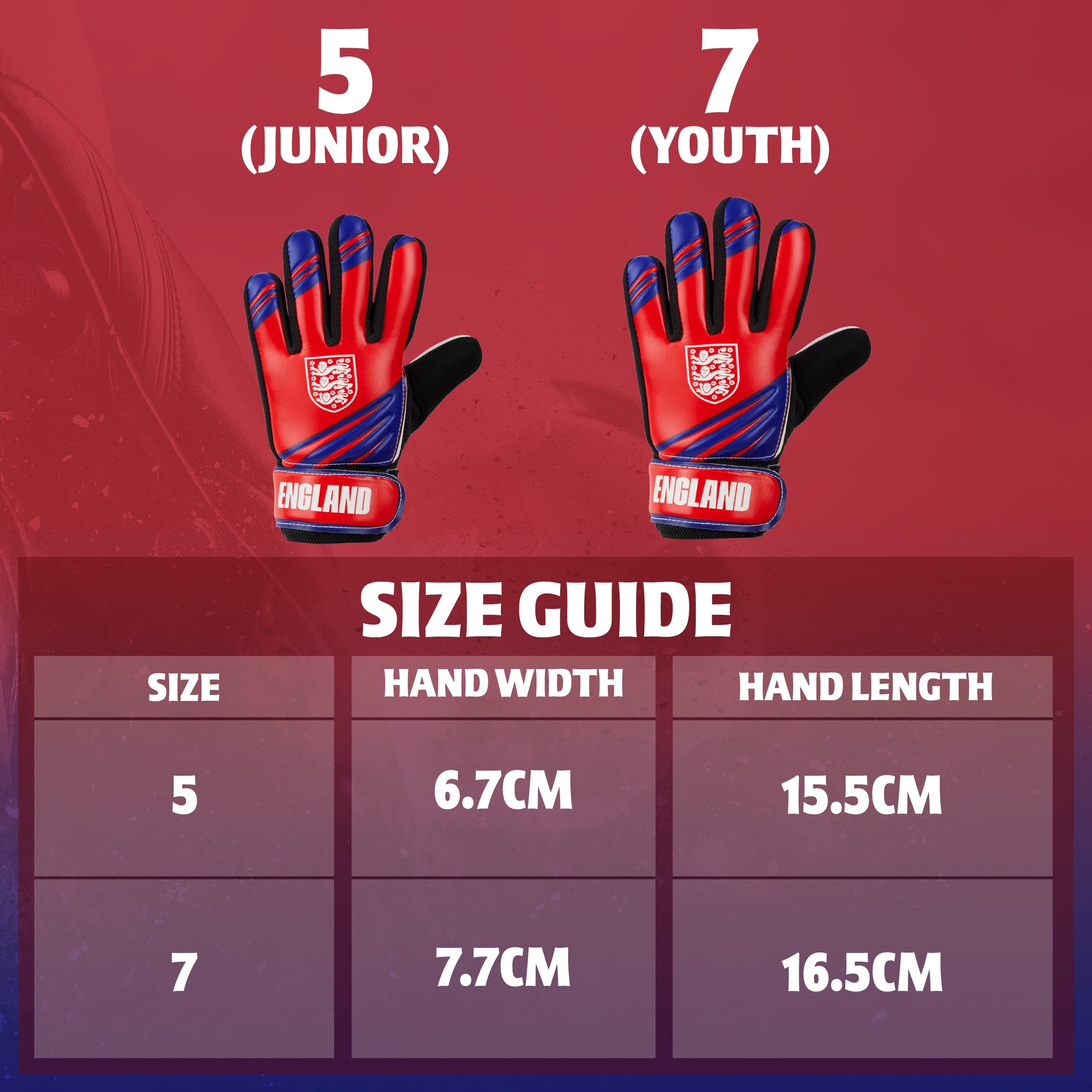 England FA Goalkeeper Gloves for Kids and Teenagers - Size 7 - Get Trend