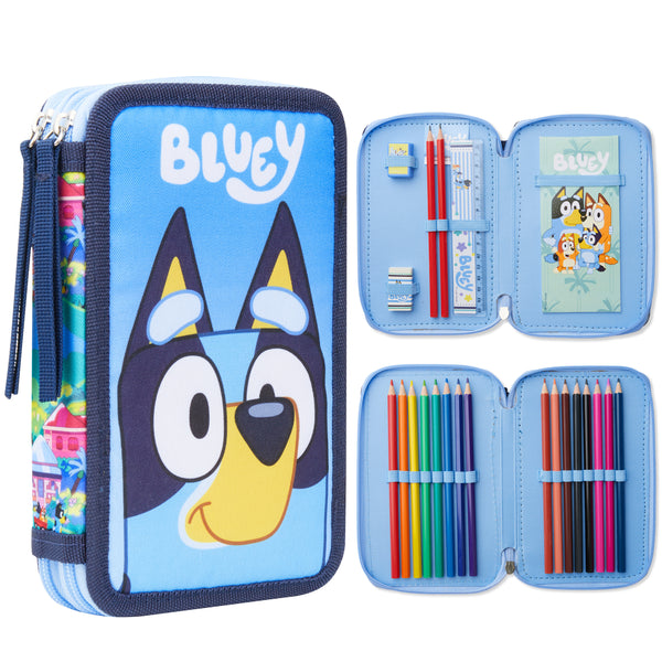 Bluey Filled Pencil Case with Stationery for Kids, School Supplies Colouring Pencils, Notepad - Gifts for Kids
