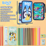 Bluey Filled Pencil Case with Stationery for Kids, School Supplies Colouring Pencils, Notepad - Gifts for Kids