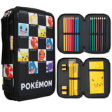 Pokémon Pencil Case for Kids Teen Filled with Anime School Supplies Stationery Set Pikachu Pen Case Multiple Compartments Drawing Writing Colouring Set (AOP Characters) - Get Trend