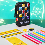 Pokémon Pencil Case for Kids Teen Filled with Anime School Supplies Stationery Set Pikachu Pen Case Multiple Compartments Drawing Writing Colouring Set (AOP Characters) - Get Trend