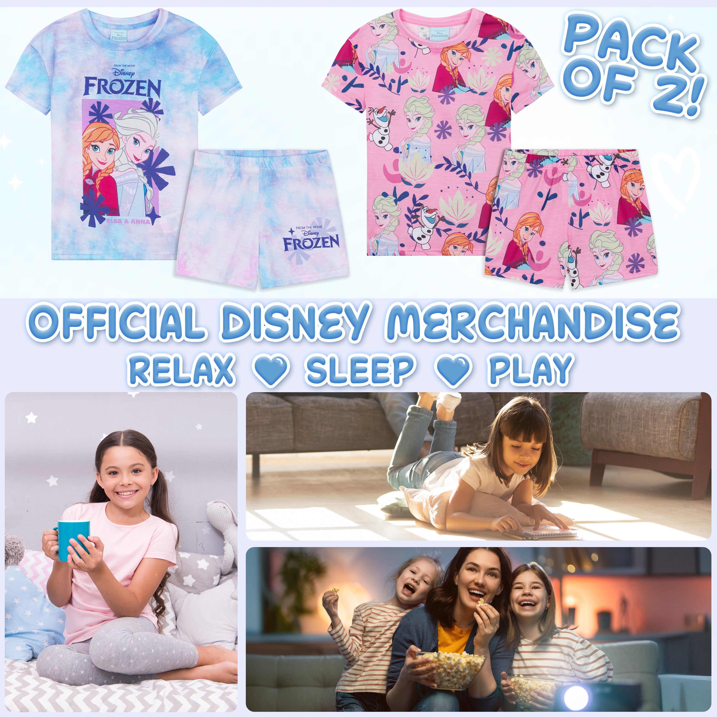 Get Trend PJs for Girls Pack of 2 Short Sleeve Pyjamas Set for Kids Teenagers Lounge Sets Nightwear Soft Comfy Sleepwear Gifts for Girls - Get Trend