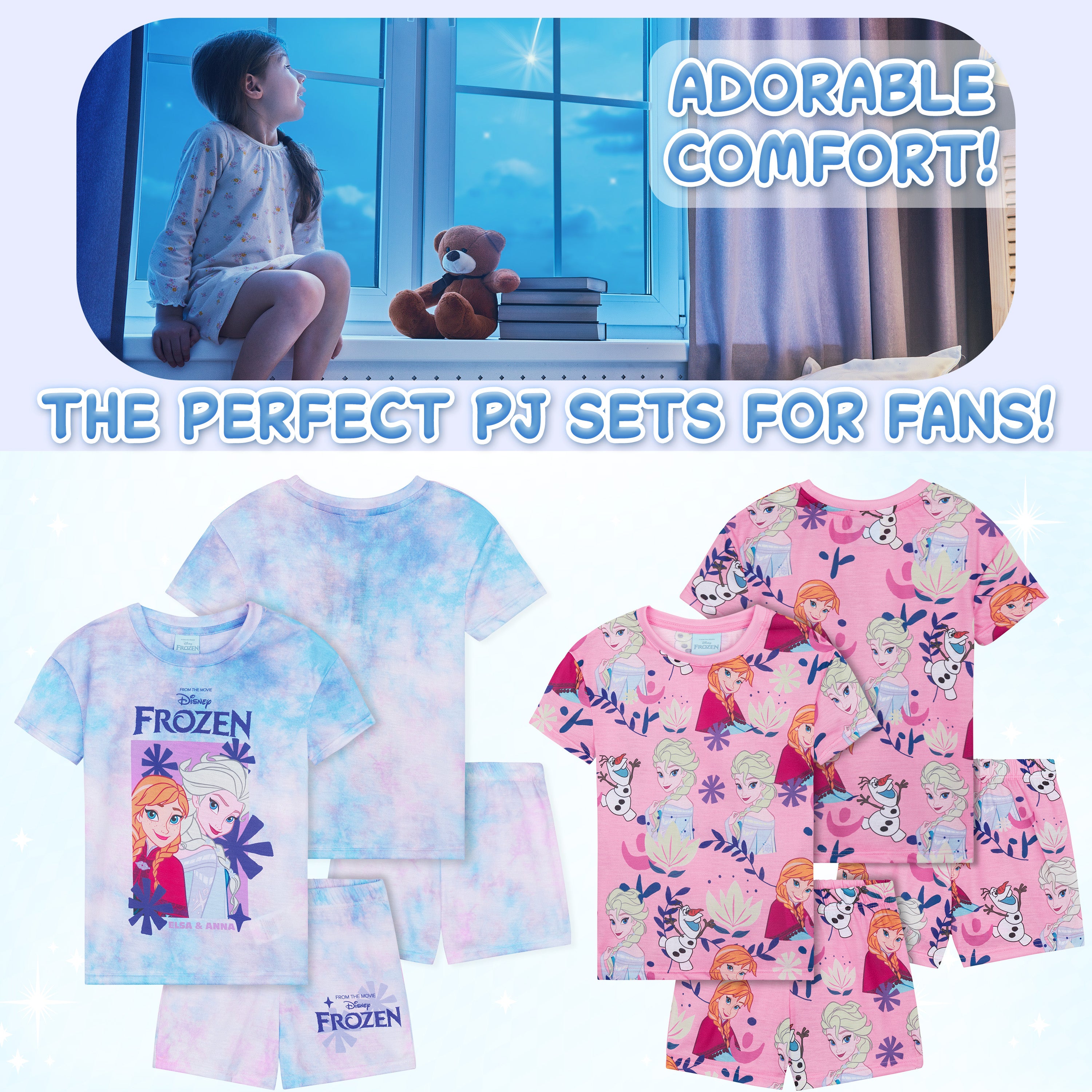 Get Trend PJs for Girls Pack of 2 Short Sleeve Pyjamas Set for Kids Teenagers Lounge Sets Nightwear Soft Comfy Sleepwear Gifts for Girls - Get Trend