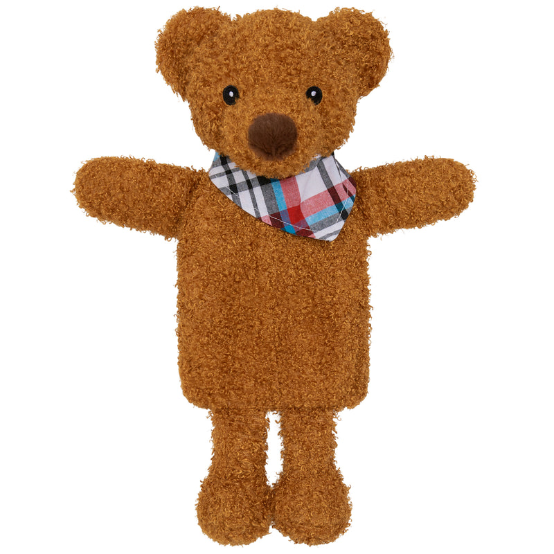 Hot Water Bottle with Animal Fleece Cover -  Brown Teddy Bear