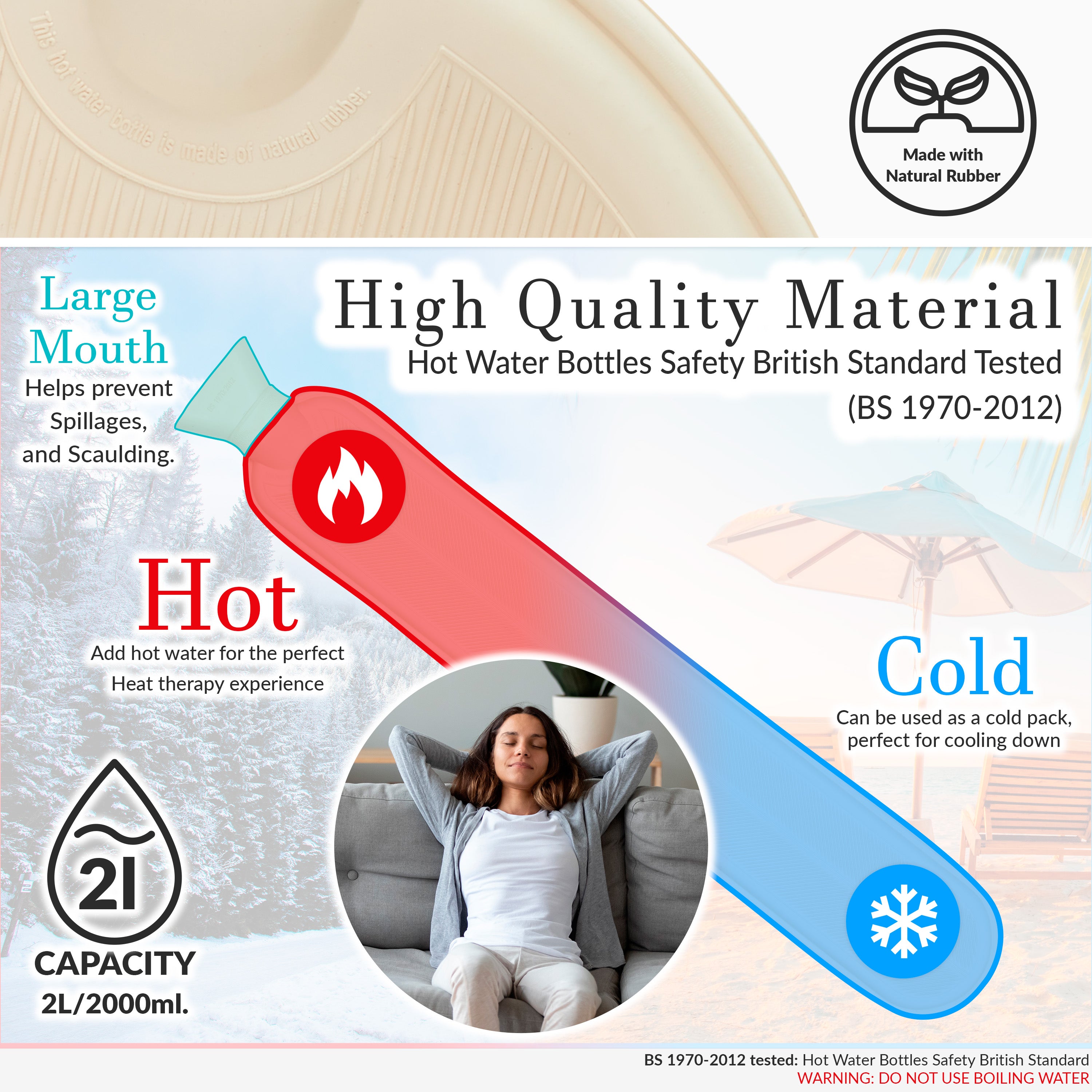 Extra Long Hot Water Bottle with Soft Fleece Cover - Random Selection - Get Trend