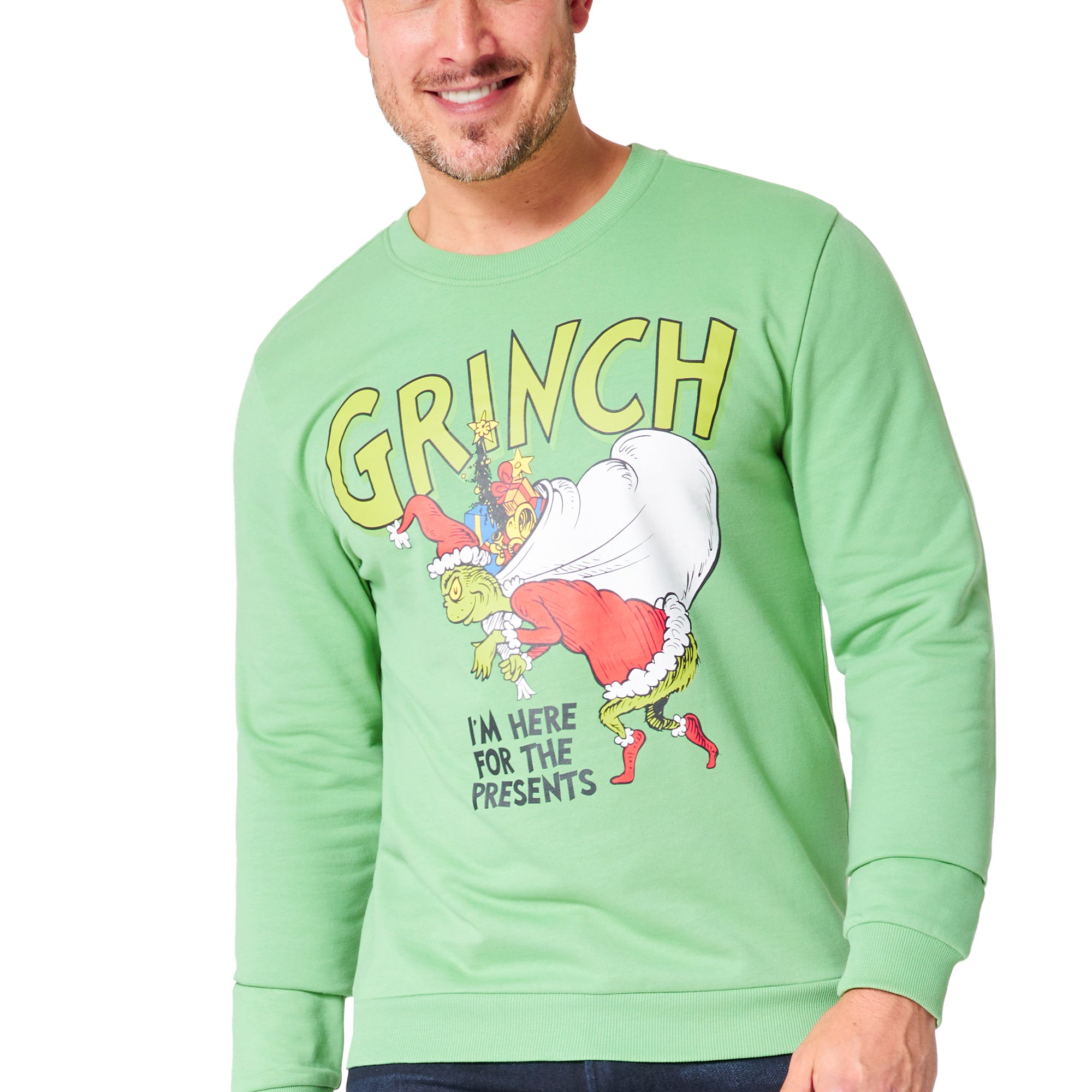 The Grinch Christmas Jumper for Men Teenagers Warm Cosy Sweatshirt - Get Trend
