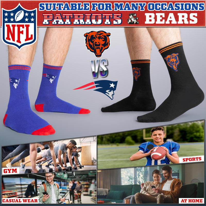 NFL Socks for Adults and Teenagers - Pack of 5 Calf Socks