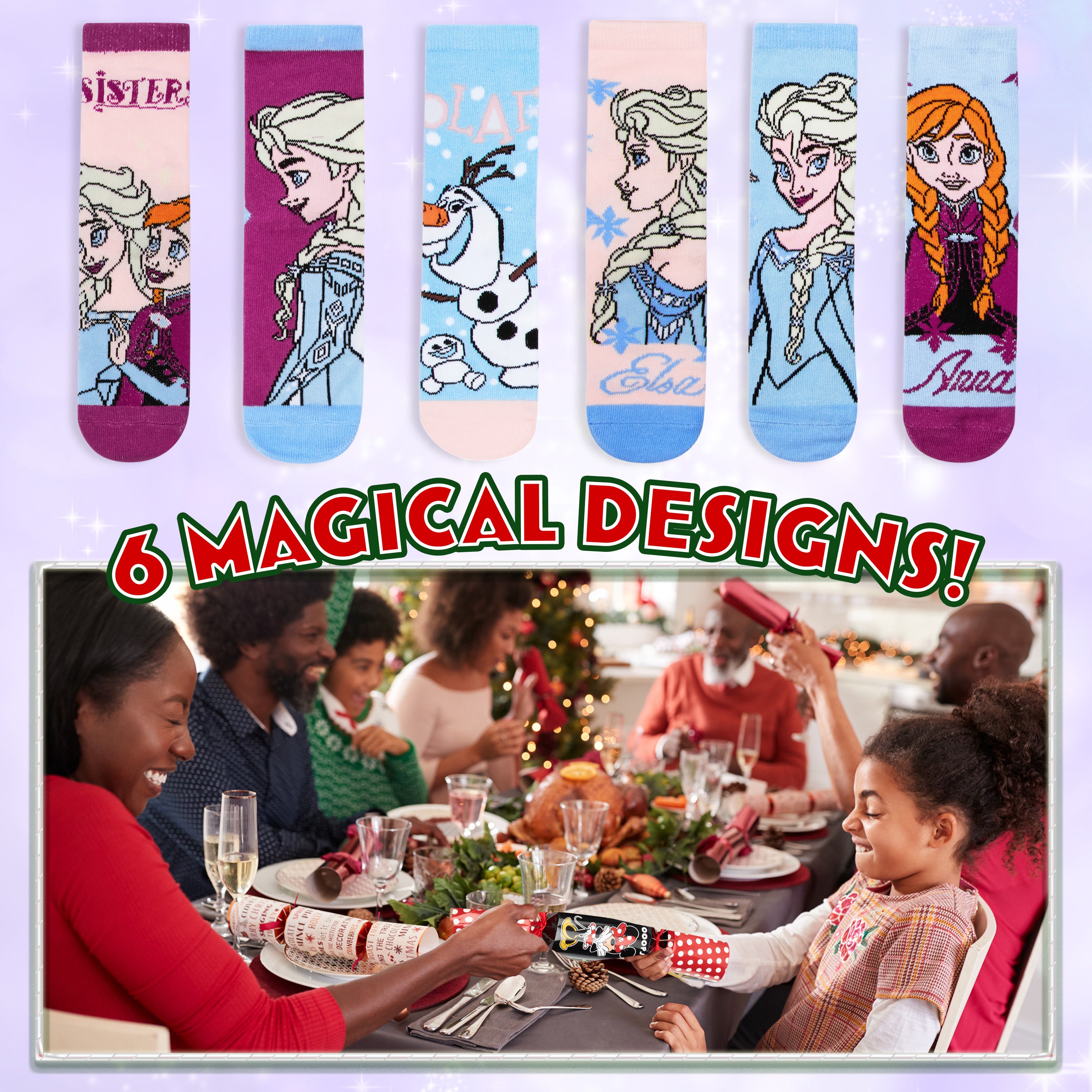 Disney Christmas Crackers Set of 6 with Socks Inside - Frozen - Get Trend