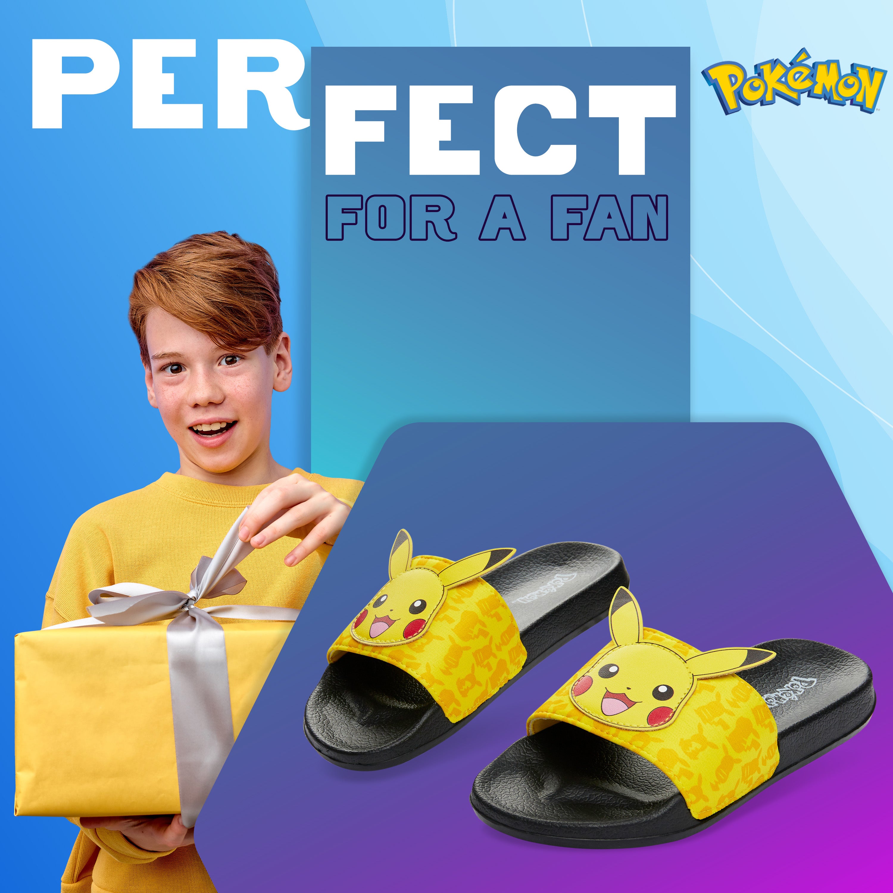 Pokemon Boys Sliders, Beach or Pool Shoes for Kids - Yellow - Get Trend