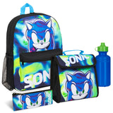 Sonic The Hedgehog School Bag Insulated Kids Lunch Bag - 4 Piece Set - Get Trend