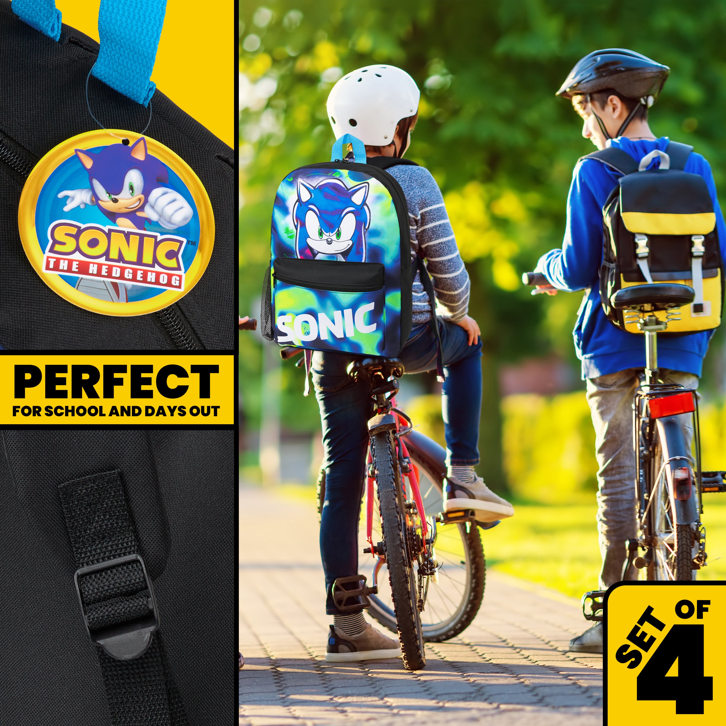 Sonic The Hedgehog Backpack Set 4 Pcs - Get Trend