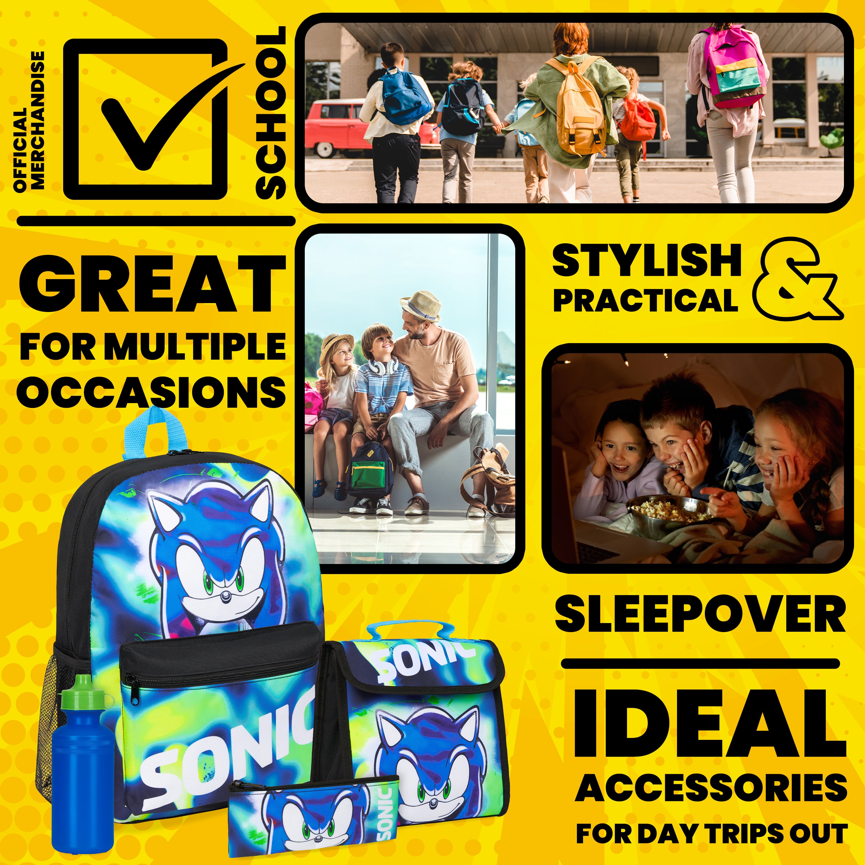 Sonic The Hedgehog Backpack Set 4 Pcs - Get Trend