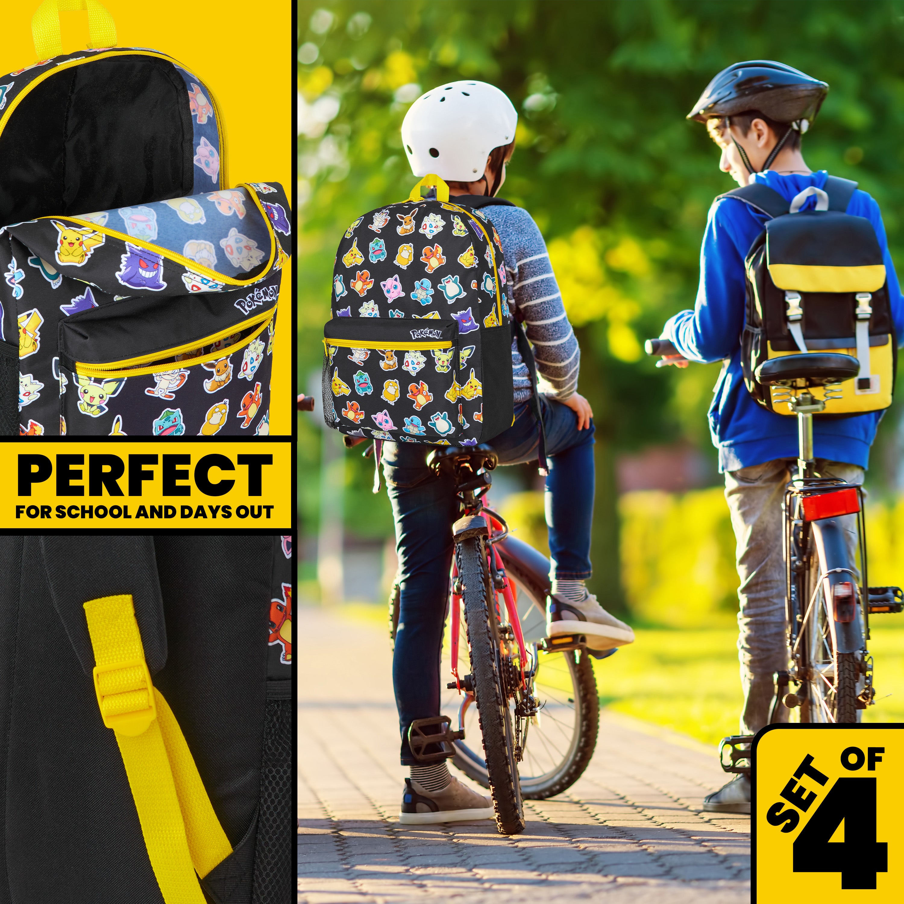 Pokemon Backpack Set 4 Pcs Water Bottle Backpack Pencil Case Insulated Lunch Bag - Get Trend