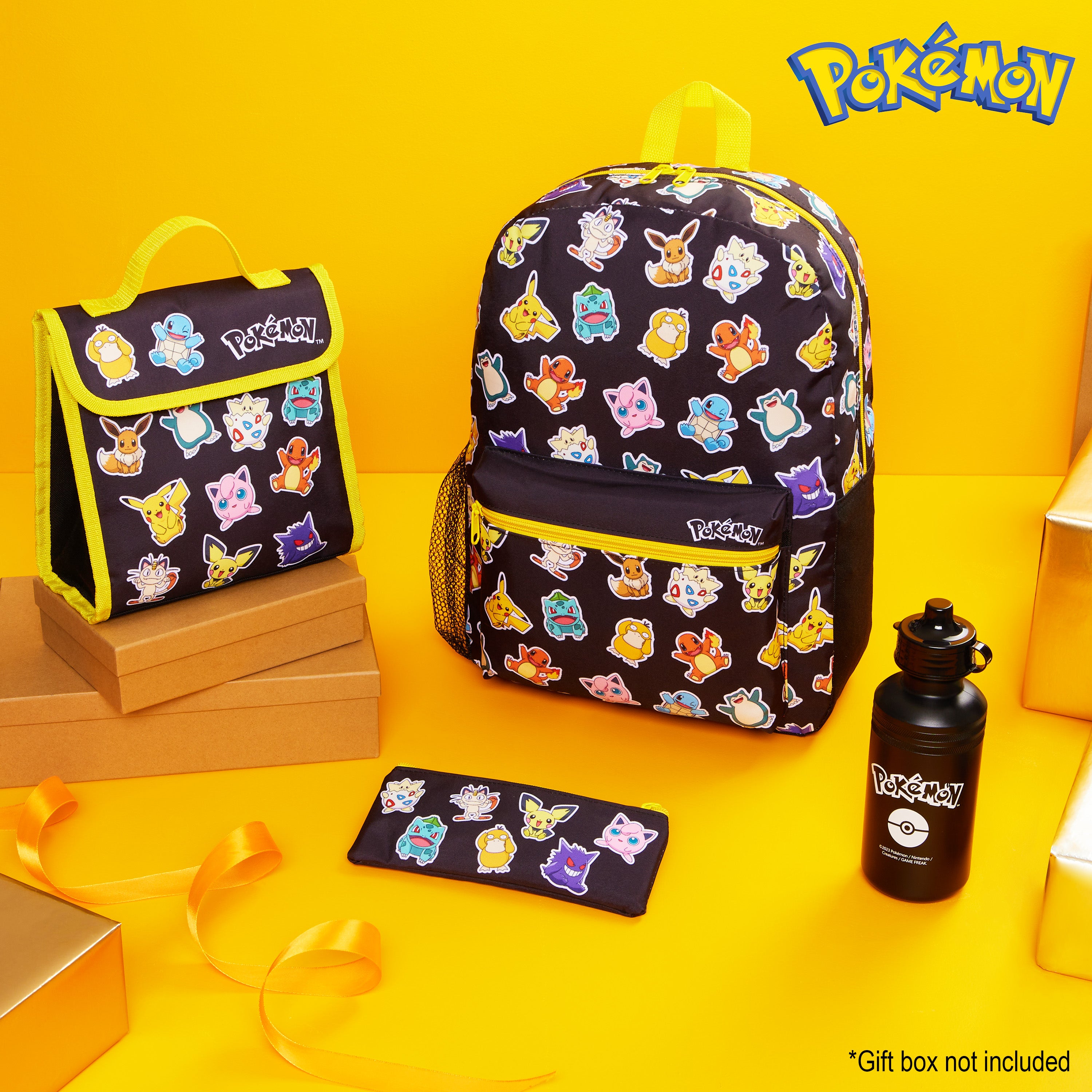 Pokemon Backpack Set 4 Pcs Water Bottle Backpack Pencil Case Insulated Lunch Bag - Get Trend