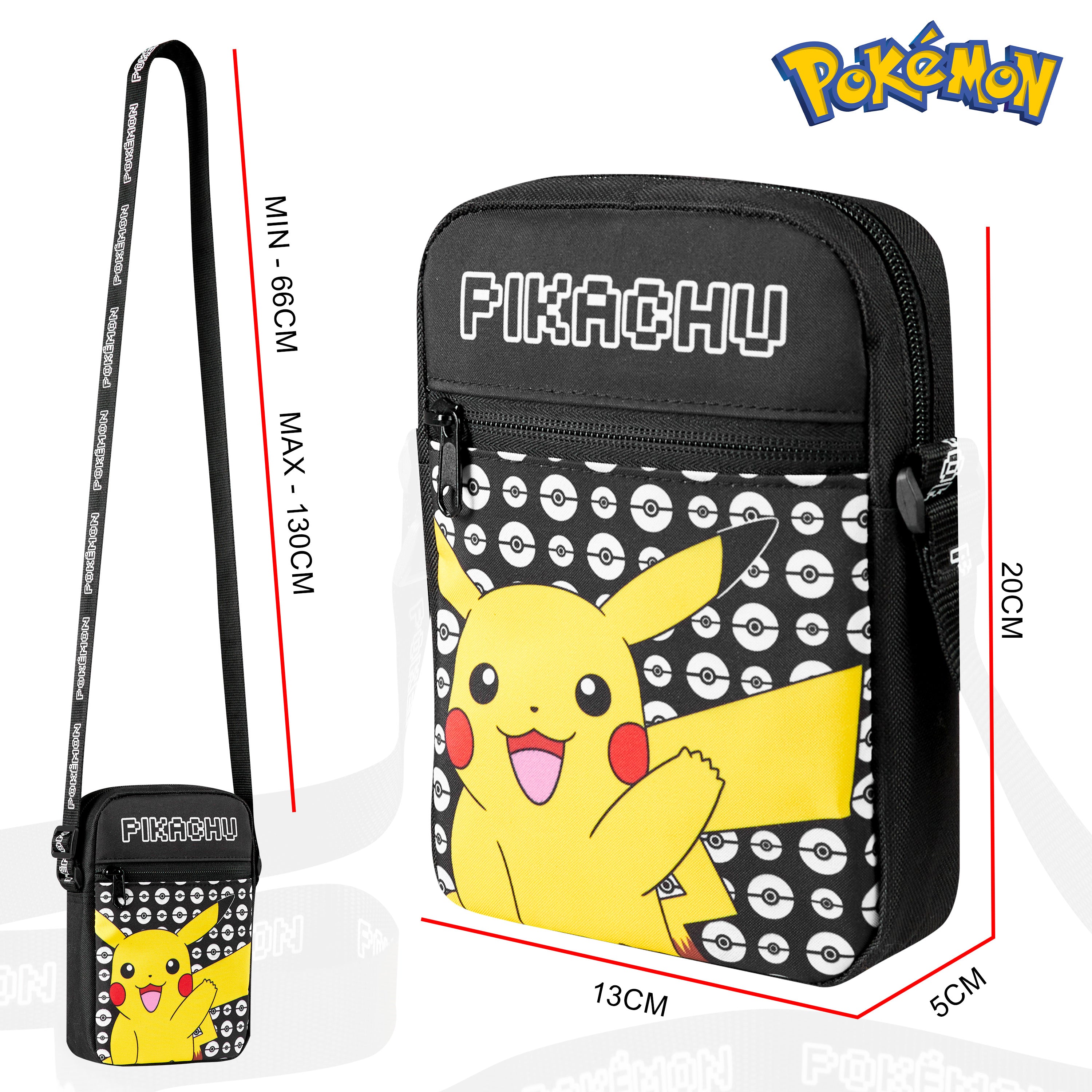 Pokemon Shoulder Bag Cross Body Bag for Kids - Adjustable Strap Kids Pikachu Small Travel Bag - Gamer Gifts - Get Trend