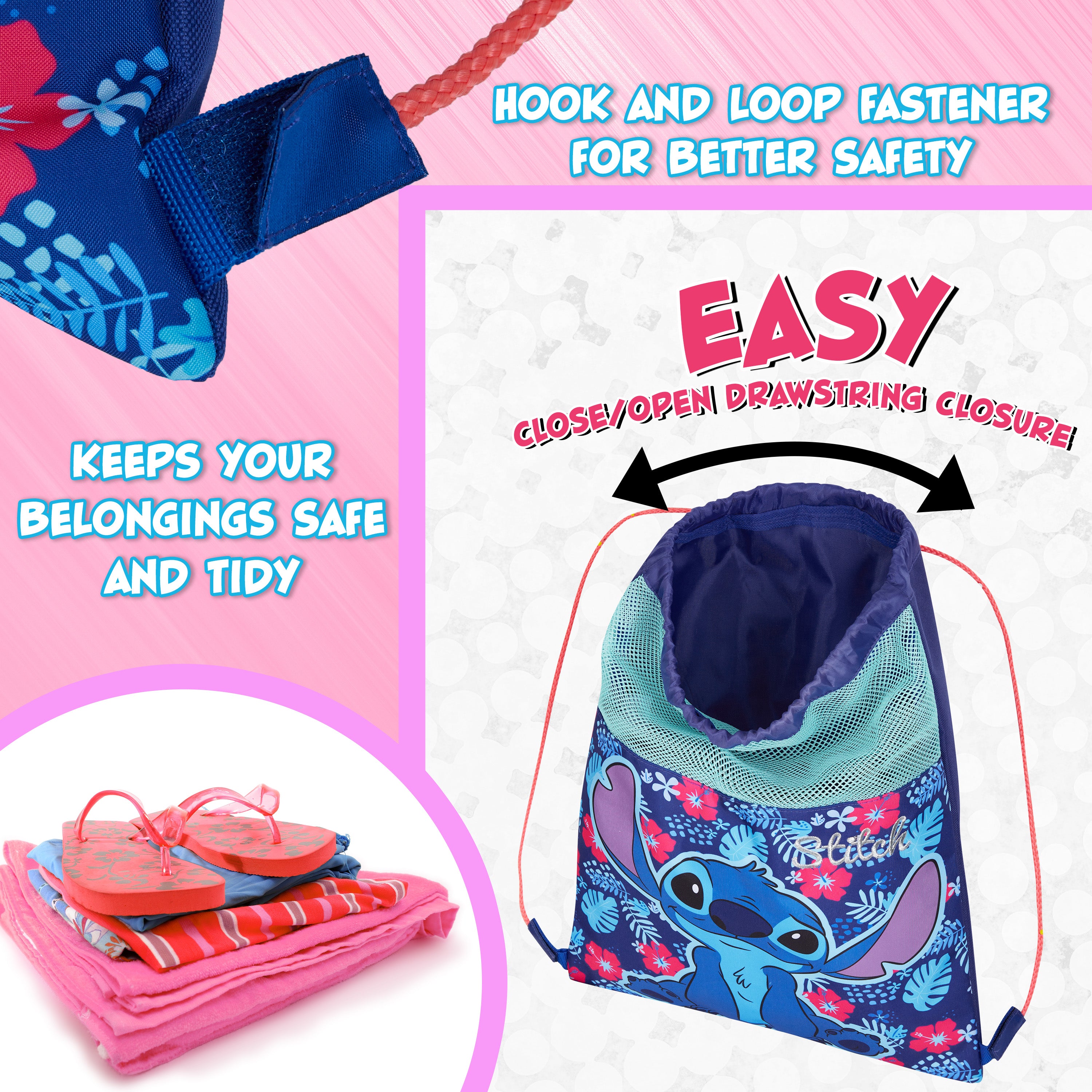 Disney Kids Drawstring Bags - Swimming Bag, School PE Bag - Stitch - Get Trend