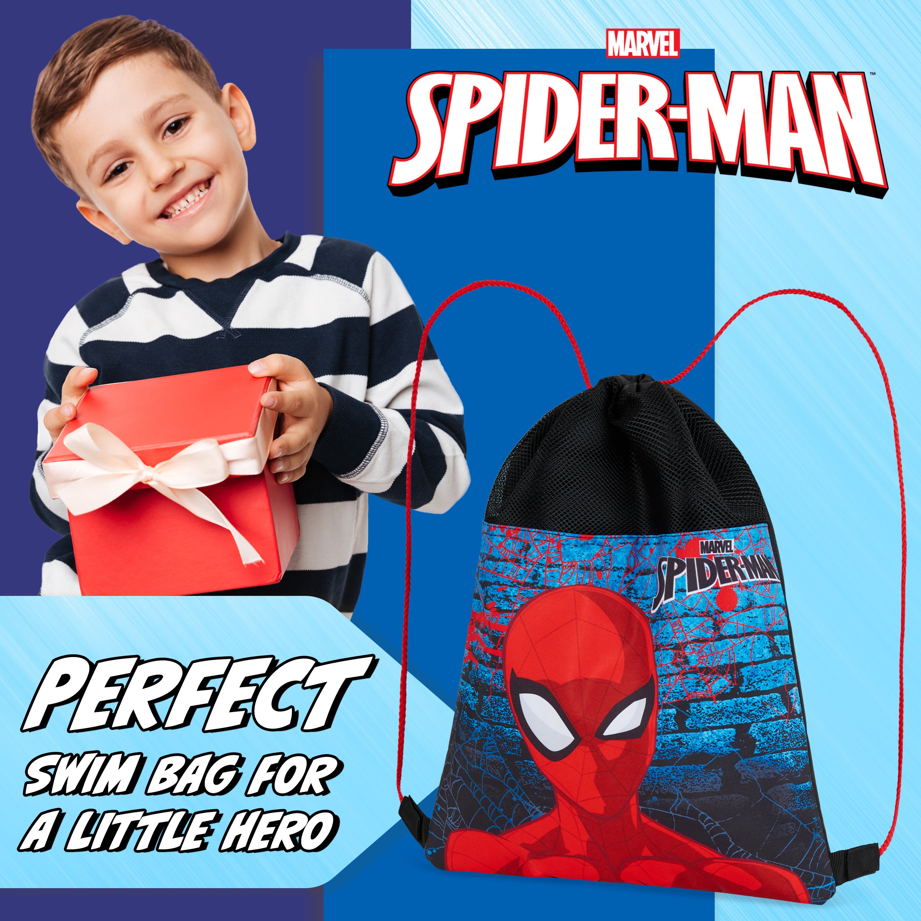 Disney Kids Drawstring Bags - Swimming Bag, School PE Bag - Spiderman - Get Trend