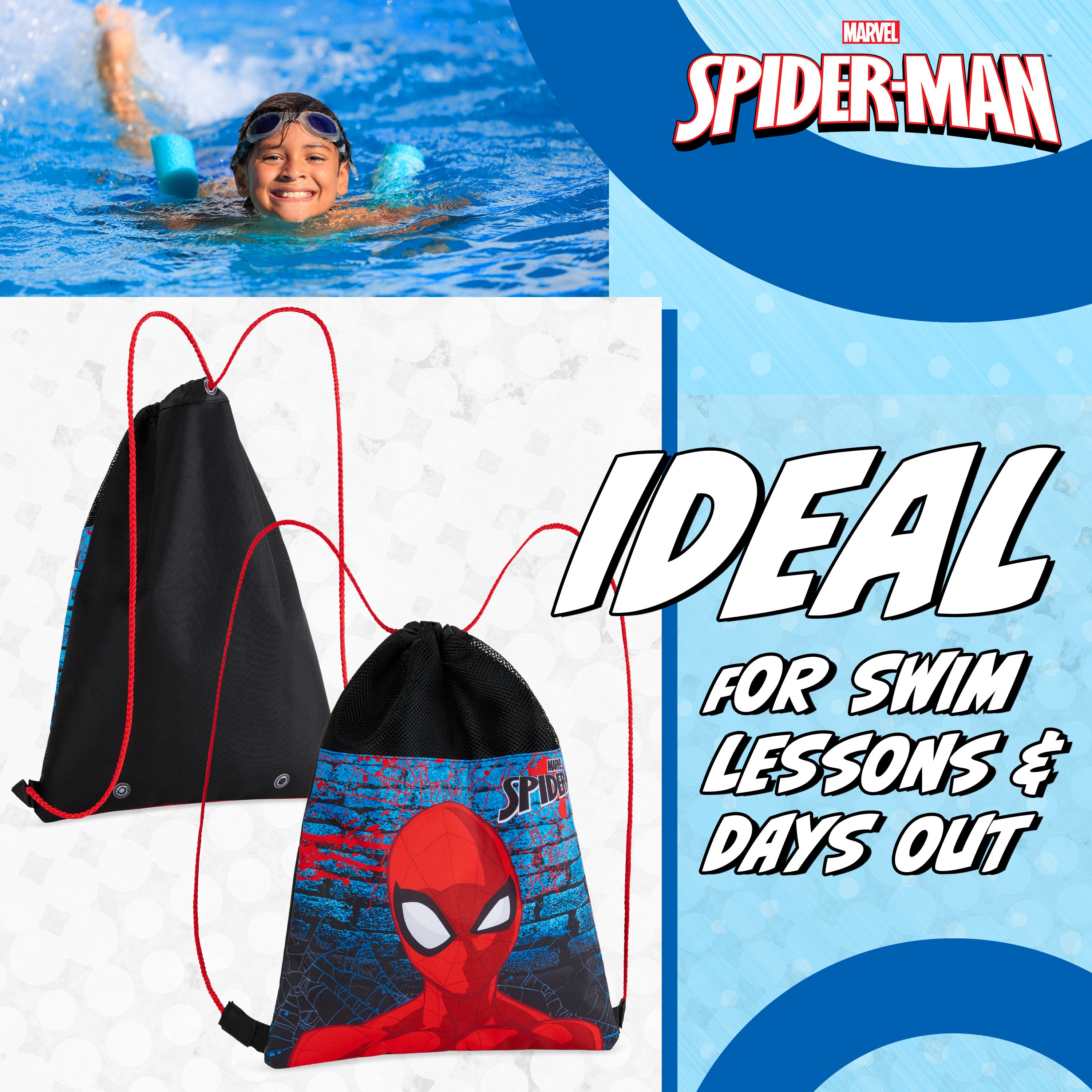 Disney Kids Drawstring Bags - Swimming Bag, School PE Bag - Spiderman - Get Trend