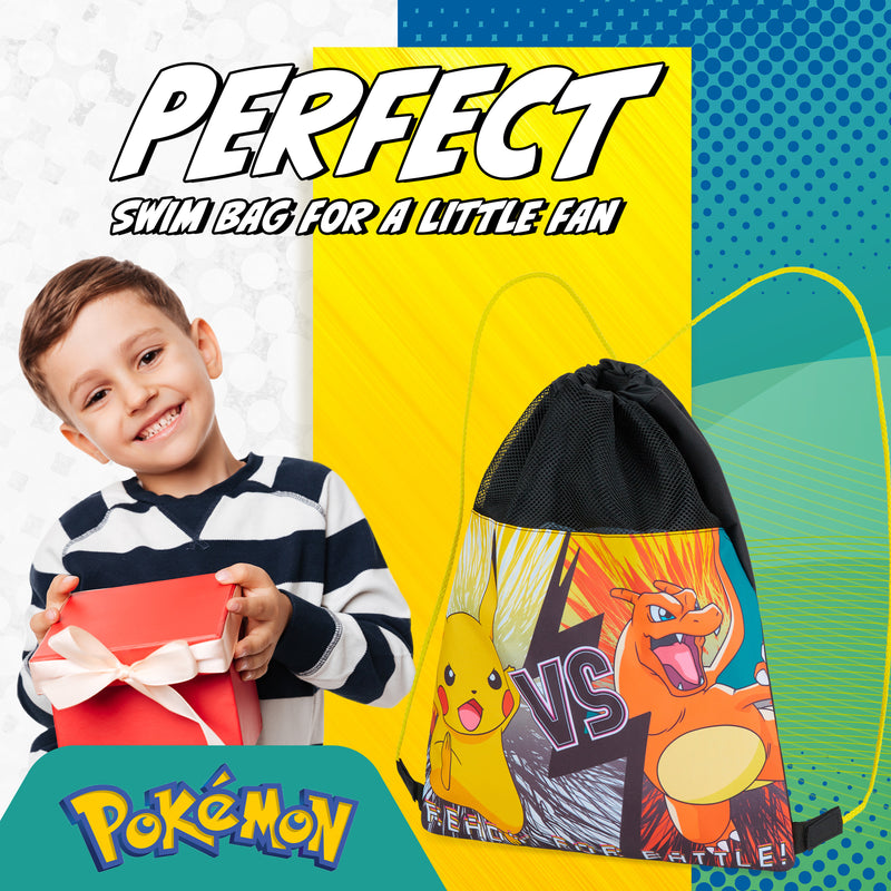 Pokemon Kids Drawstring Bags - Pikachu Swimming Bag, School, Sports, PE Bag - Get Trend