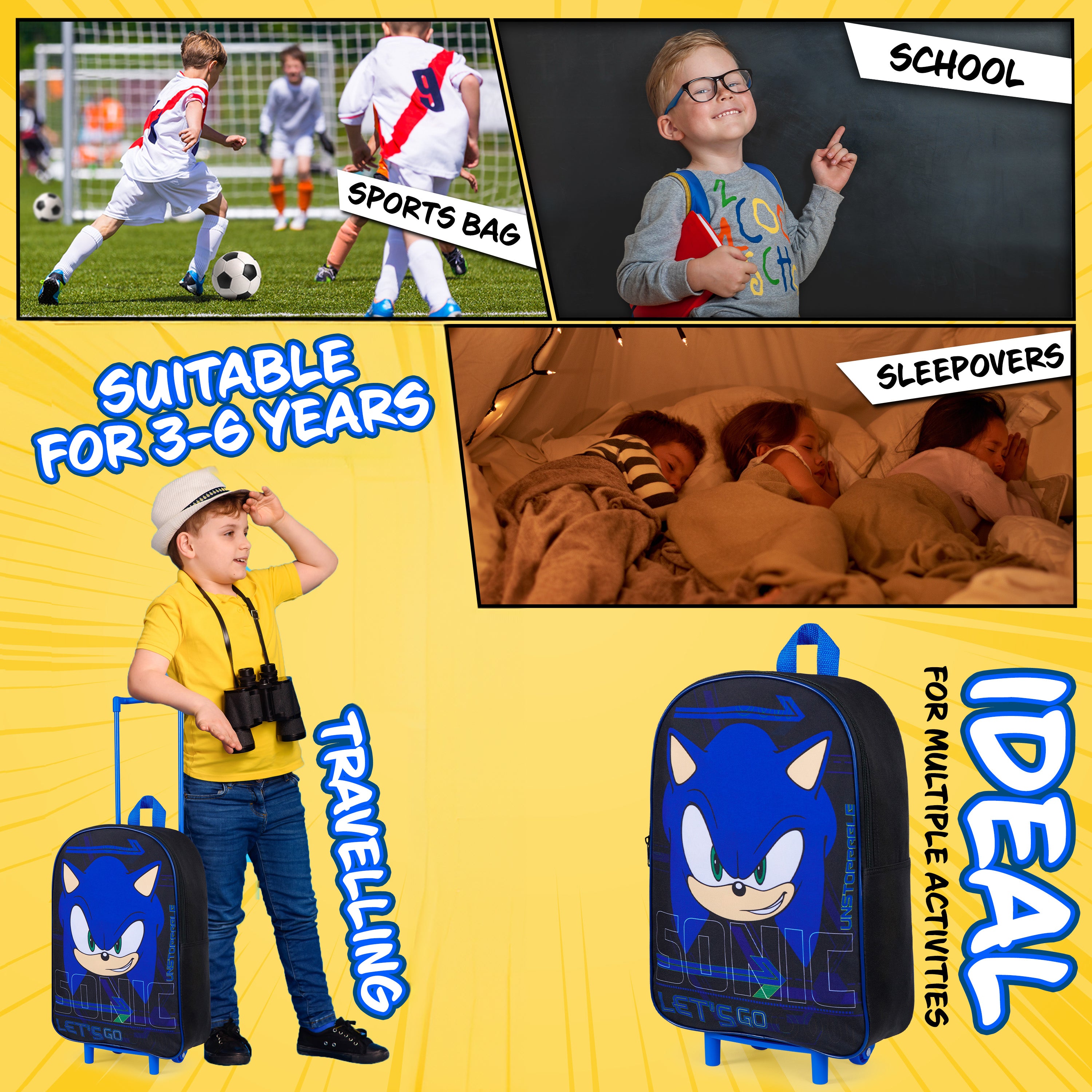 SONIC THE HEDGEHOG Suitcase - Foldable Trolley Bag 39 x 27cm 10.5 litres - Get Trend