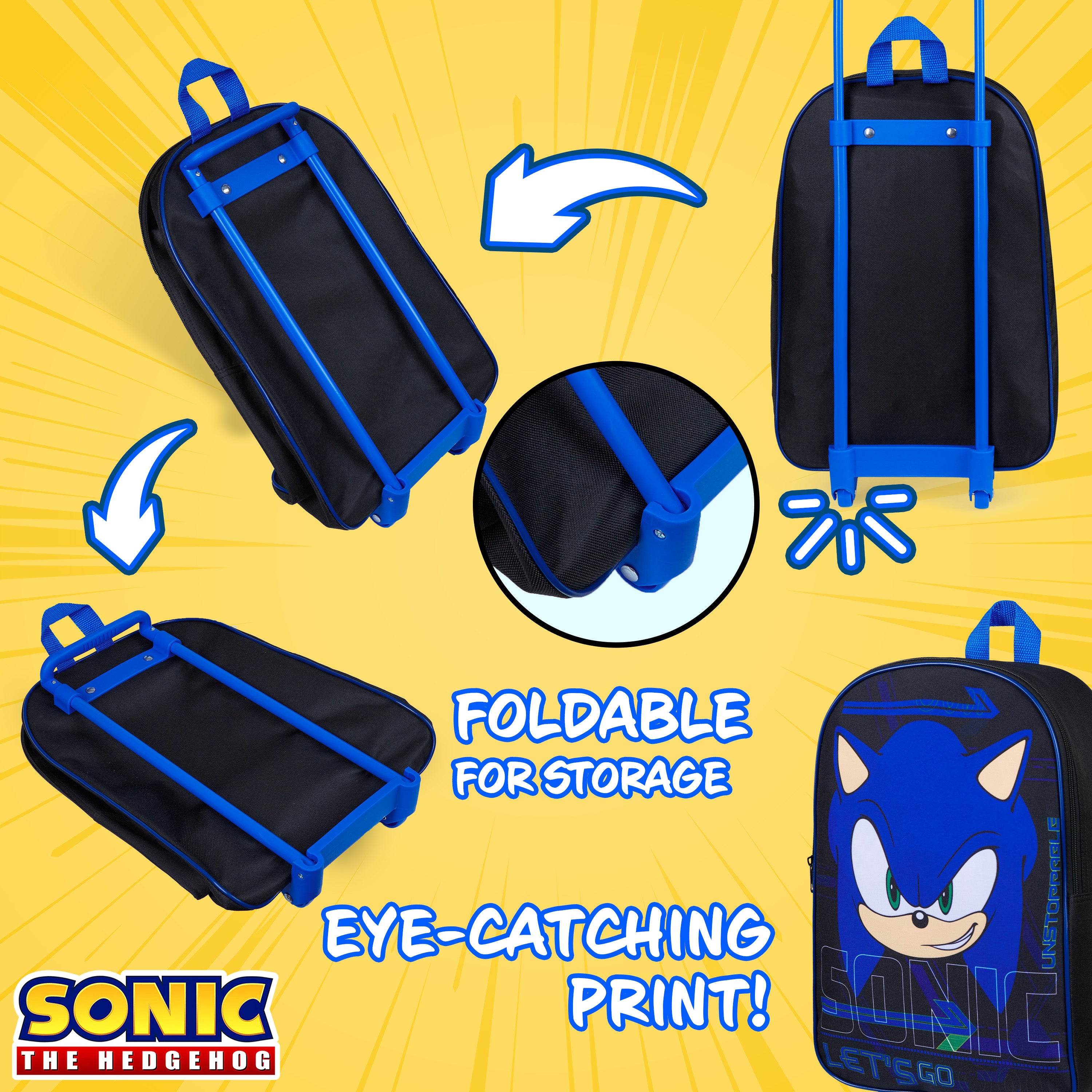 SONIC THE HEDGEHOG Suitcase - Foldable Trolley Bag 39 x 27cm 10.5 litres - Get Trend