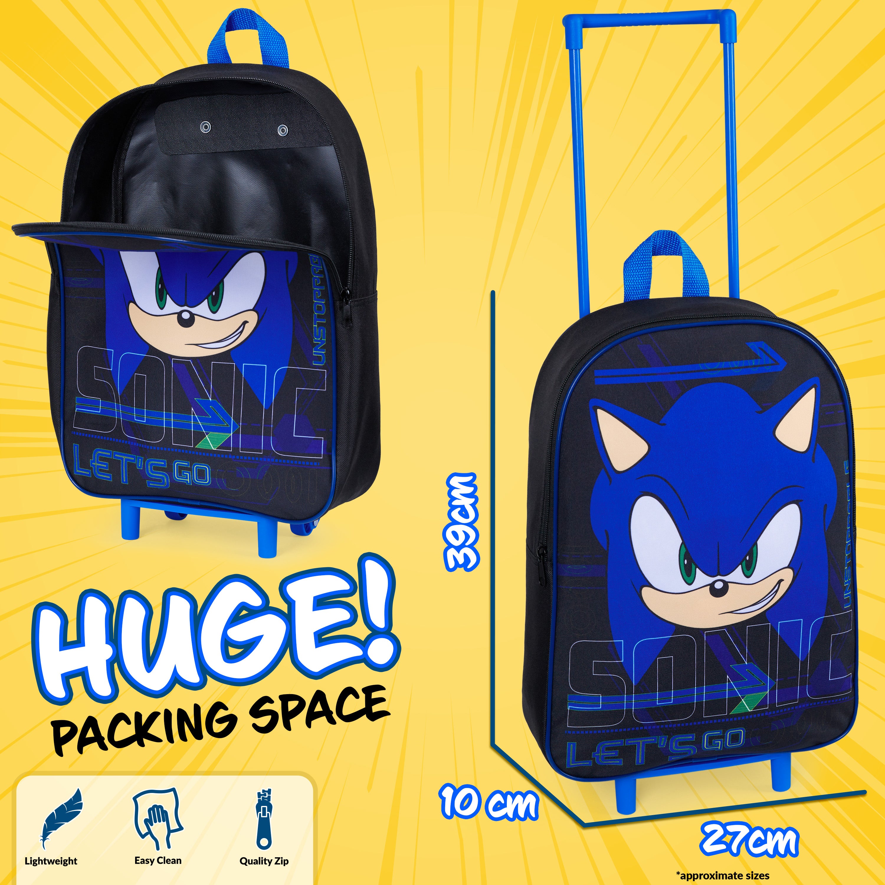 Sonic The Hedgehog Suitcase - Foldable Trolley Bag - Get Trend