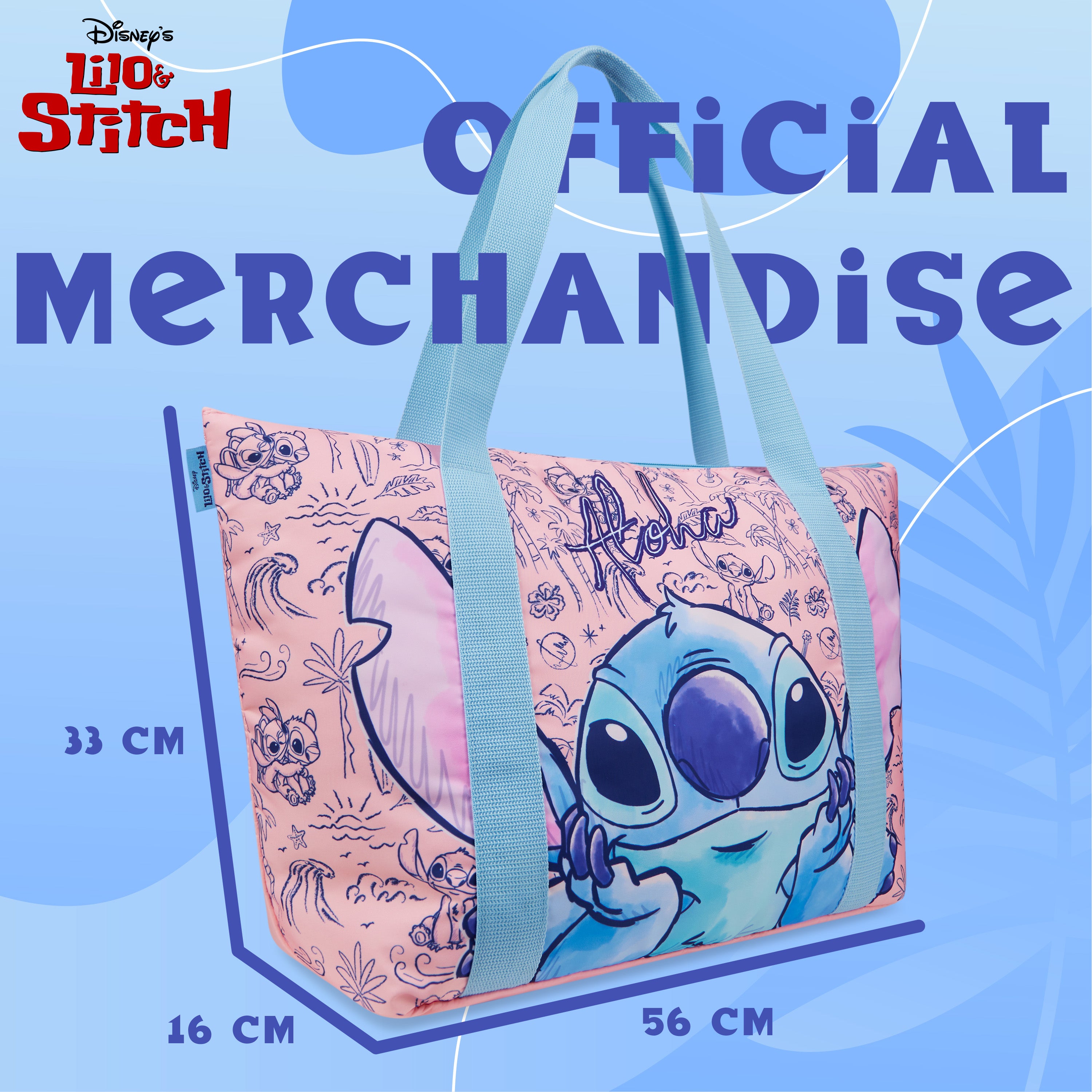 Disney Stitch Womens Tote Bag - Large Zipped Overnight or Beach Bag - Stitch Gifts - Get Trend