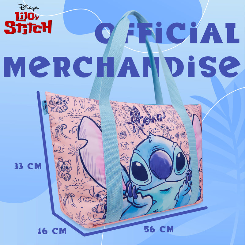 Disney Stitch Womens Tote Bag - Large Zipped Overnight or Beach Bag - Get Trend