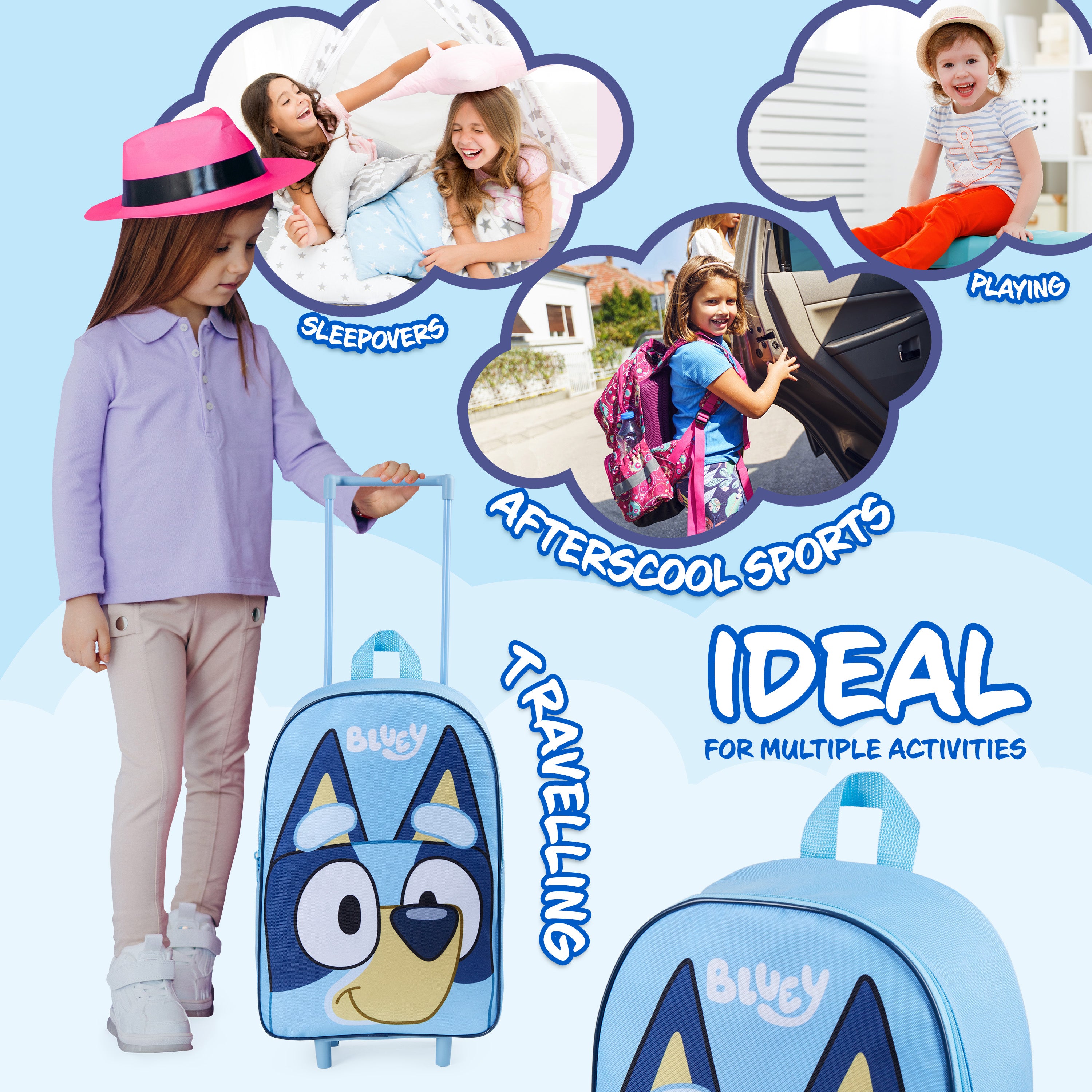 Bluey Children’s Luggage Suitcase - Foldable Trolley Bag - Get Trend