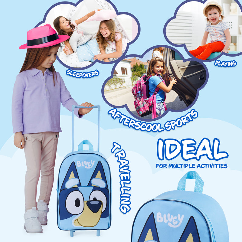 Bluey Children’s Luggage Suitcase - Foldable Trolley Bag - Get Trend