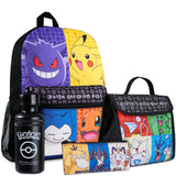 Pokemon Kids Backpack Set, 4 Pcs School Supplies Rucksack Insulated Lunch Bag